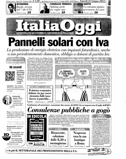 Italia oggi : quotidiano di economia finanza e politica